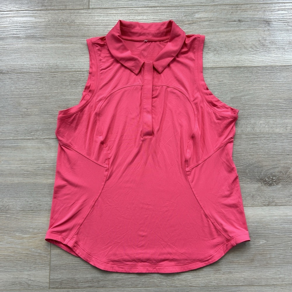 Lululemon Size 12 Pink Swiftly Tech Sleeveless Button Polo Shirt Quick Drying
